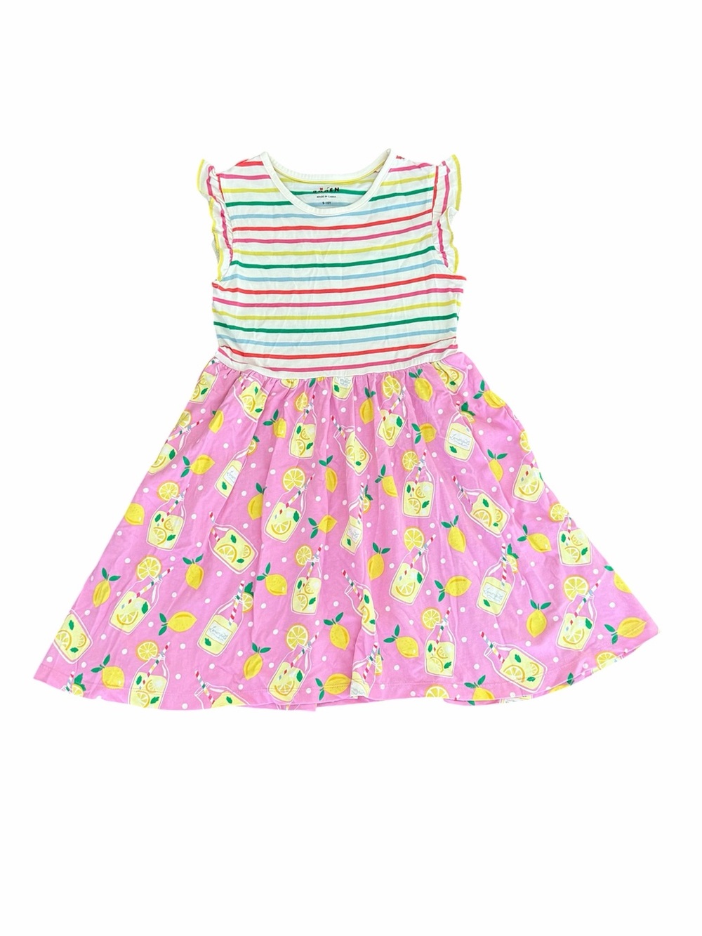 Mini Boden (9|10y) Lemonade Print Stripe Dress